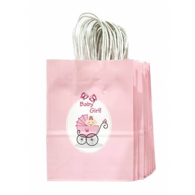 15x21x8cm Baby Girl Kraft Paper Bag (12pcs)
