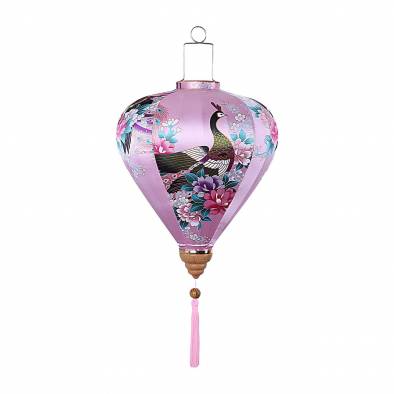 18inch Vietnamese Peacock Satin Cloth Lantern (Pink)