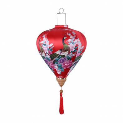 18inch Vietnamese Peacock Satin Cloth Lantern (Red)
