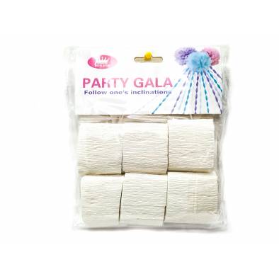 Crepe Streamer Rolls (White) (6pcs)